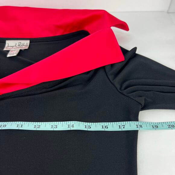 VTG Joseph Ribkoff Hot Satin Pink Peter Pan Big Collar/Cuffs Blouse Top 12 - Picture 8 of 9